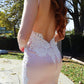 V Neck Backless Mermaid Pink Lace Long Prom Dress with Train, Mermaid Pink Formal Evening Dress ,DS4517