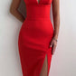Spaghetti Straps Black /Royal Blue /Pink /White/ Red Simple Prom Dress With Split,DS4072