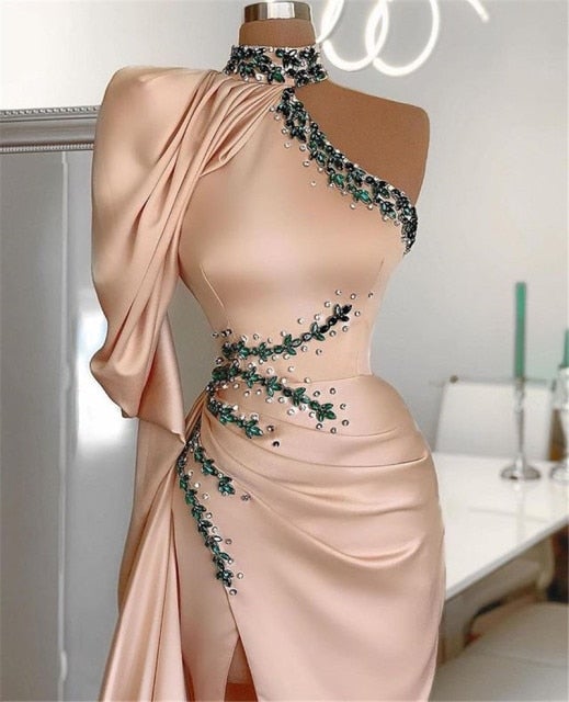 Evening Dress Crystal High Neck Formal Party Dress,DS3981