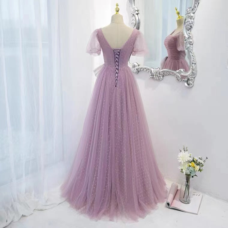 Purple evening dress, temperamental lady dress, dream fairy dress,custom made,DP24586