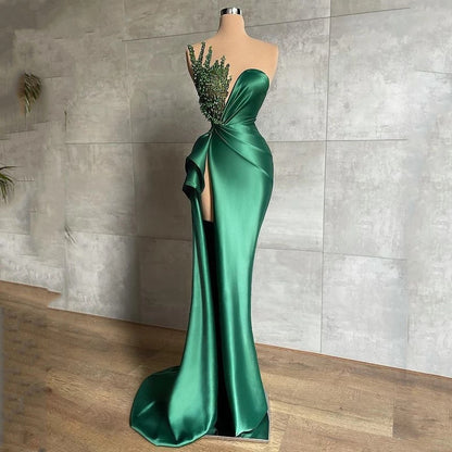 Green Pageant Dresses Long Evening Gowns with Slit,DS14005