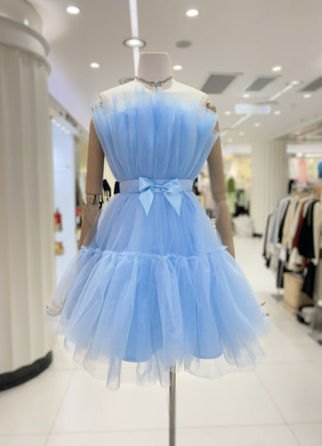 Homecoming Dresses,Tulle Party Dress With Bow, Lovely Formal Dresses Homecoming Dress,DP24565