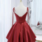 Homecoming Dresses,satin lace-up short prom dress party dress,DP24563