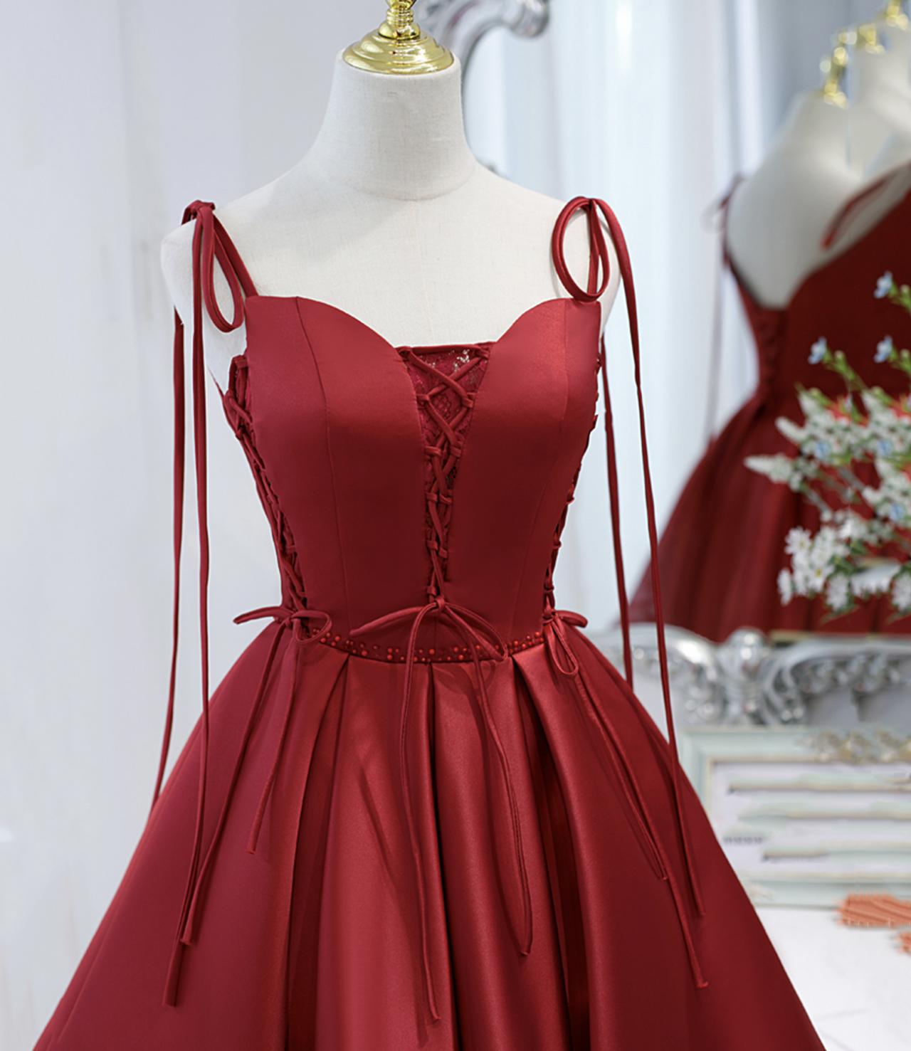 Homecoming Dresses,satin lace-up short prom dress party dress,DP24563