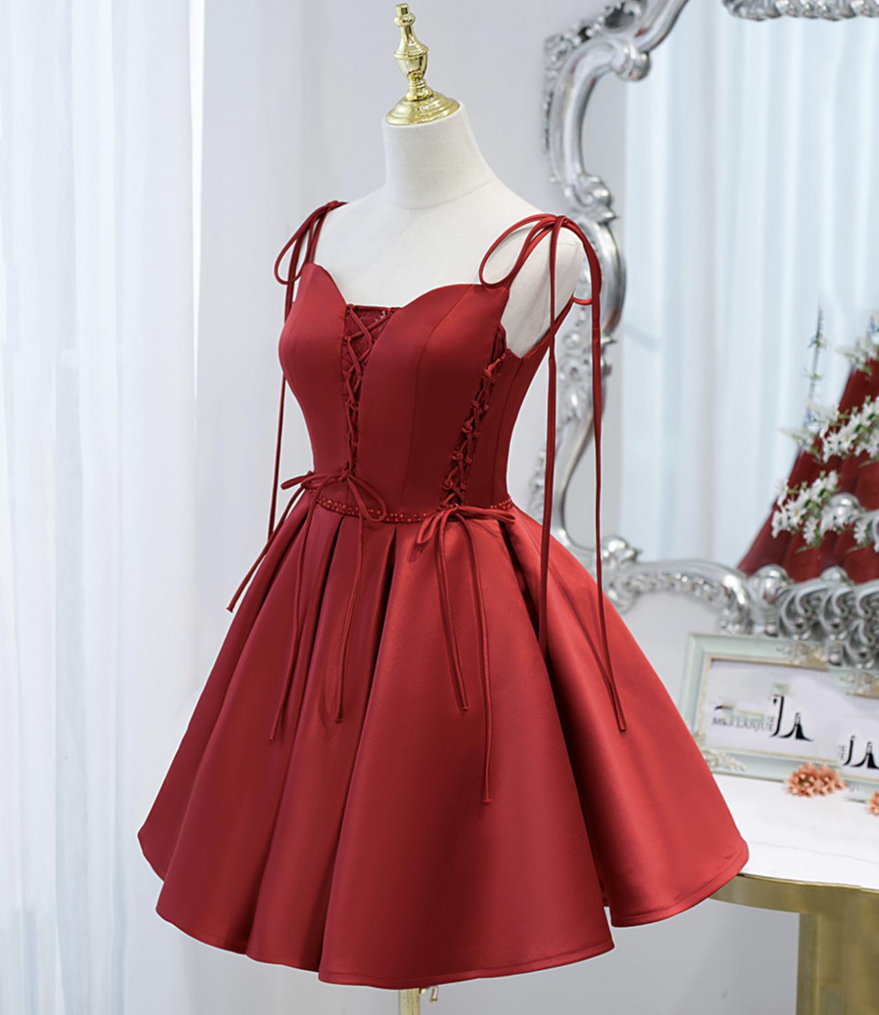 Homecoming Dresses,satin lace-up short prom dress party dress,DP24563