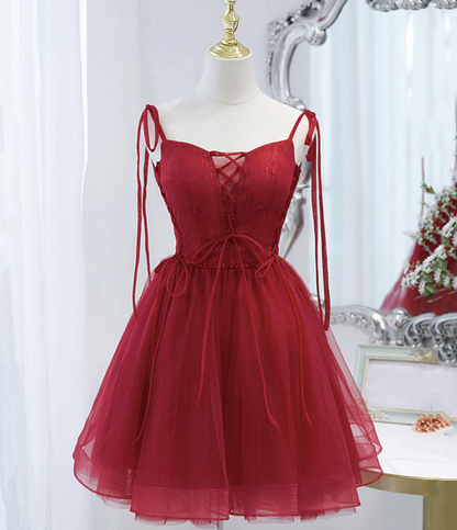 Homecoming Dresses,tulle lace-up short prom dress party dress,DP24562