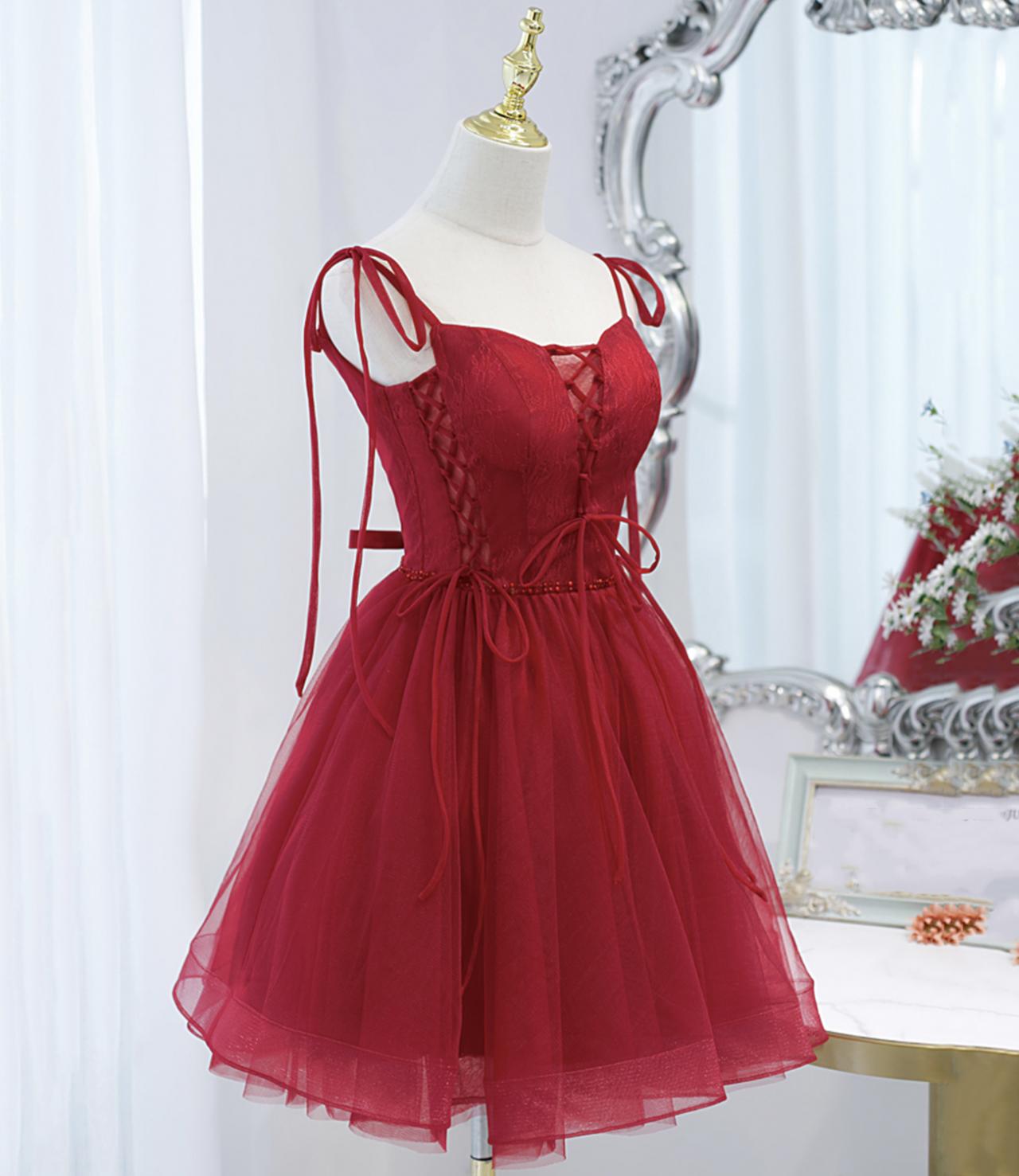 Homecoming Dresses,tulle lace-up short prom dress party dress,DP24562