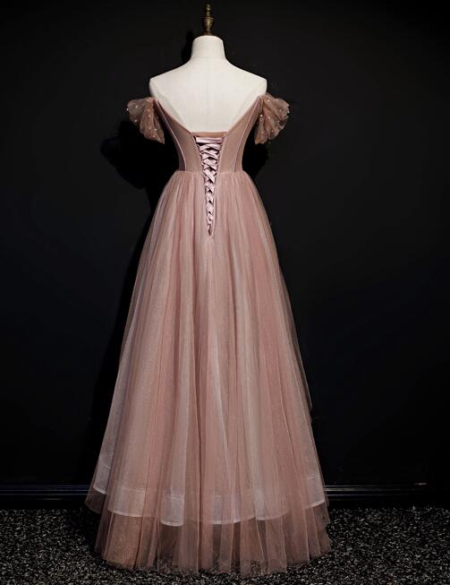 Dark Pink Tulle Beaded Layer Tulle Long Evening Dress, Charming Prom Dress .DS3044